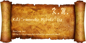Körmendy Mihály névjegykártya